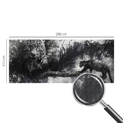 Self-adhesive wall mural with an abstract leopard design