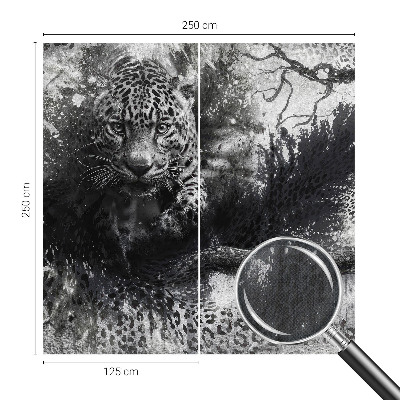 Self-adhesive wall mural with an abstract leopard design