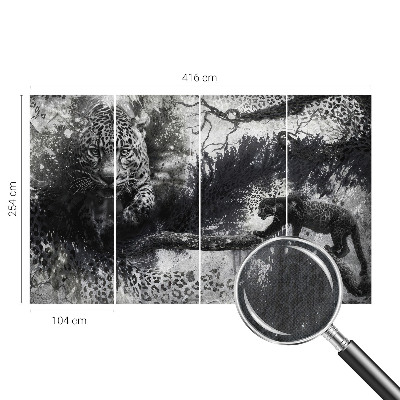 Self-adhesive wall mural with an abstract leopard design