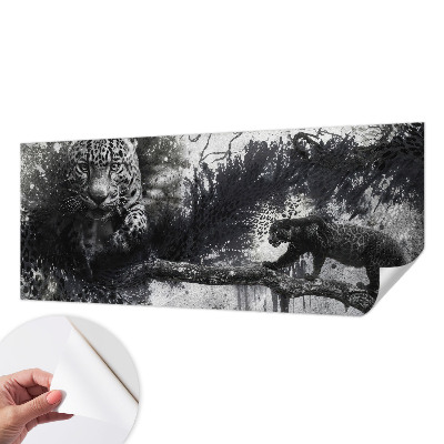 Self-adhesive wall mural with an abstract leopard design
