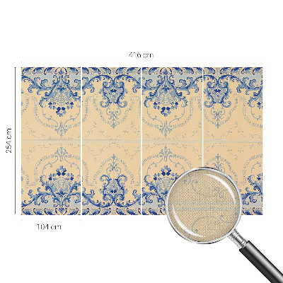 Stick-on wall mural with blue ornamental pattern