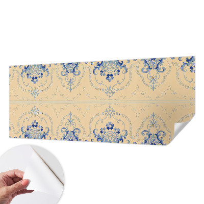 Stick-on wall mural with blue ornamental pattern