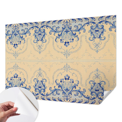 Stick-on wall mural Blue ornaments