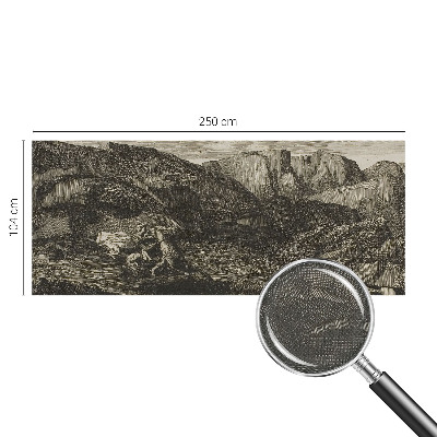 Removable wall mural with a mountain journey design