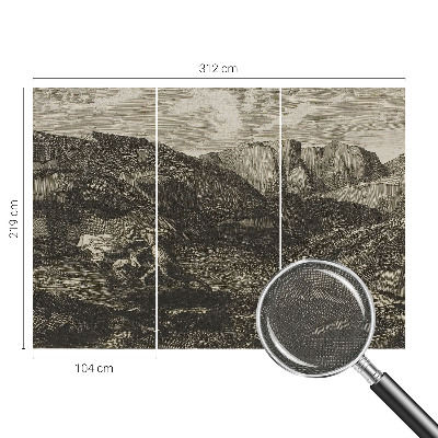 Removable wall mural with a mountain journey design