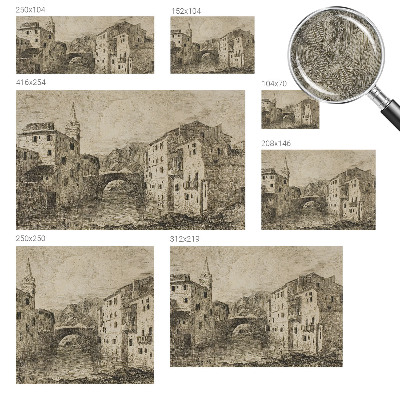 Removable wall mural wallpaper with a city panorama