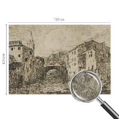 Removable wall mural wallpaper with a city panorama