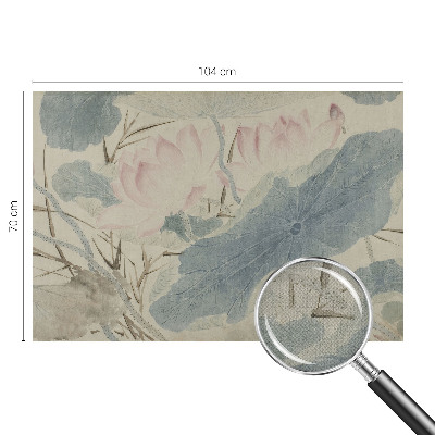 Peel and stick wall mural with a lotus leaves design suitable for the living room