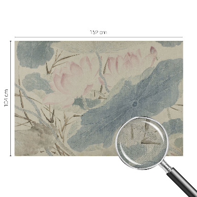 Peel and stick wall mural with a lotus leaves design suitable for the living room