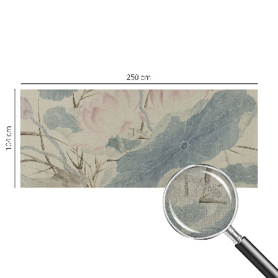 Peel and stick wall mural with a lotus leaves design suitable for the living room