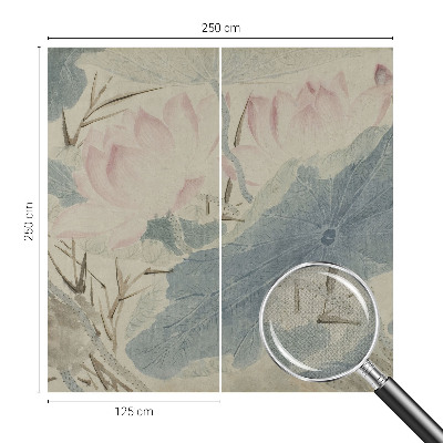 Peel and stick wall mural with a lotus leaves design suitable for the living room