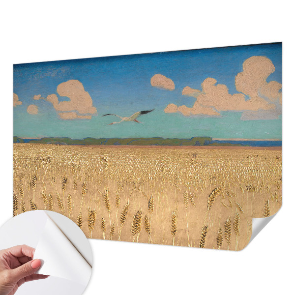 3D wall mural with a wheat field design