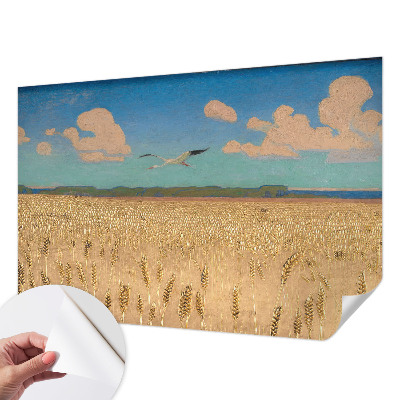 3D wall mural with a wheat field design