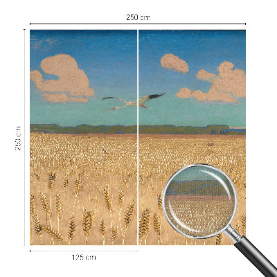 3D wall mural with a wheat field design