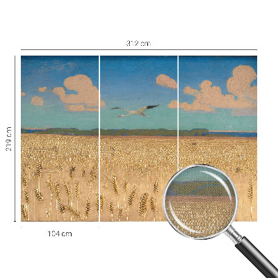 3D wall mural with a wheat field design