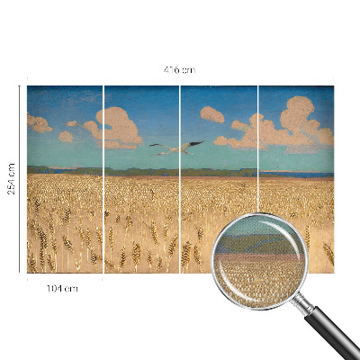 3D wall mural with a wheat field design
