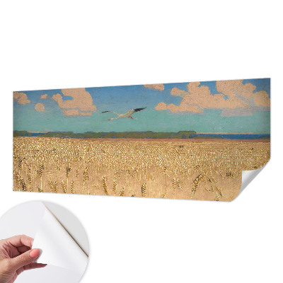 3D wall mural with a wheat field design