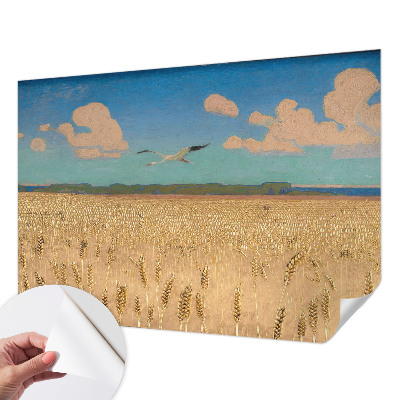 3D wall mural with a wheat field design