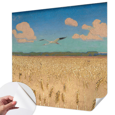 3D wall mural with a wheat field design