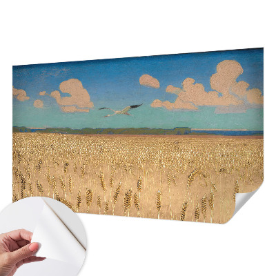 3D wall mural with a wheat field design