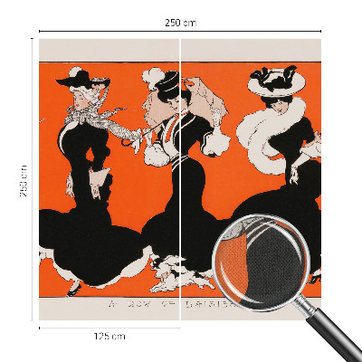 Peel and stick wall mural for bedroom featuring women's outfits