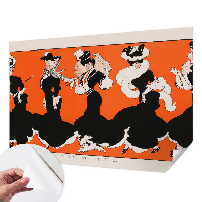 Peel and stick wall mural for bedroom featuring women's outfits
