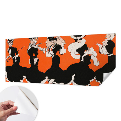 Peel and stick wall mural for bedroom featuring women's outfits