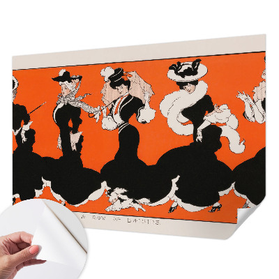 Peel and stick wall mural for bedroom featuring women's outfits