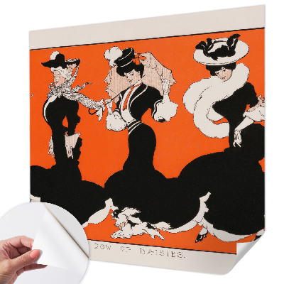 Peel and stick wall mural for bedroom featuring women's outfits