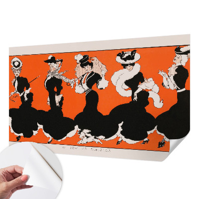 Peel and stick wall mural for bedroom featuring women's outfits