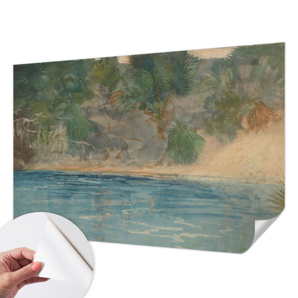 3D photo wallpaper mural with a tropical shore motif