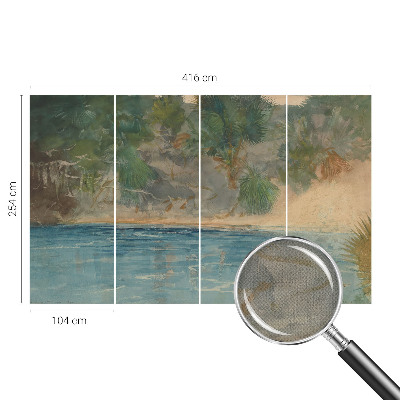3D photo wallpaper mural with a tropical shore motif