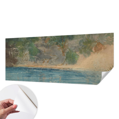 3D photo wallpaper mural with a tropical shore motif