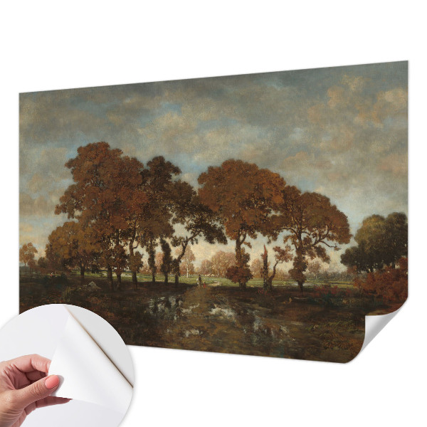 Children's wall mural with an idyllic landscape motif