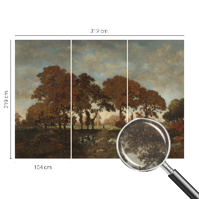 Children's wall mural with an idyllic landscape motif