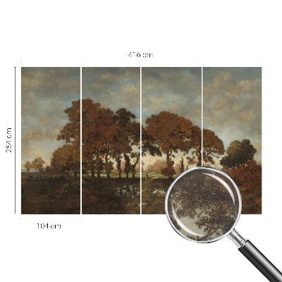 Children's wall mural with an idyllic landscape motif