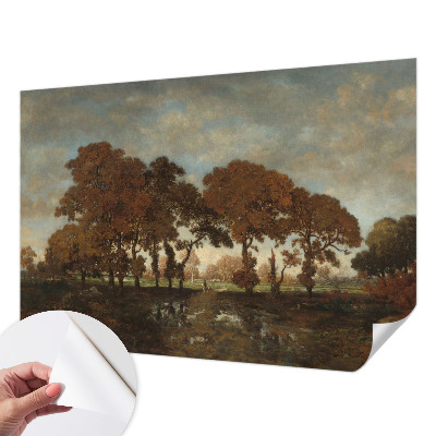 Children's wall mural with an idyllic landscape motif
