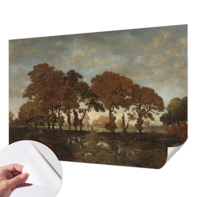 Children's wall mural with an idyllic landscape motif