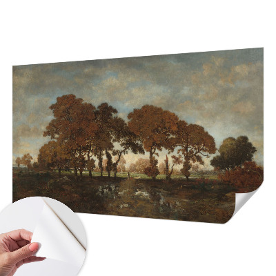 Children's wall mural with an idyllic landscape motif