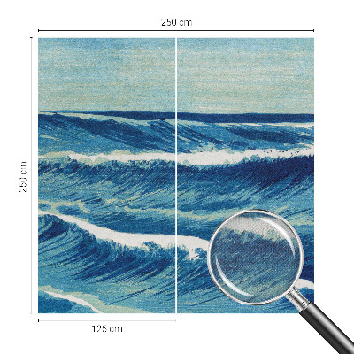 Baby room wall mural with a sea waves motif