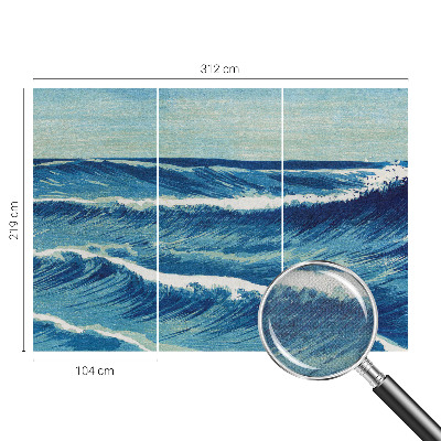 Baby room wall mural with a sea waves motif