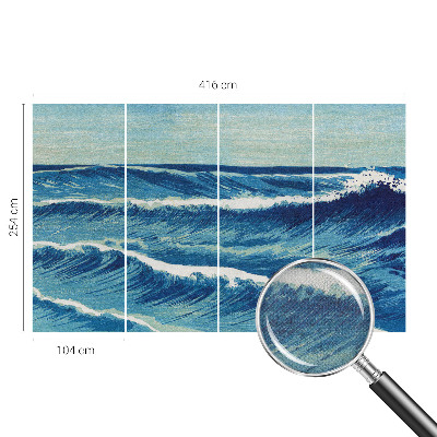 Baby room wall mural with a sea waves motif