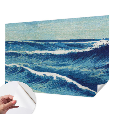 Baby room wall mural with a sea waves motif