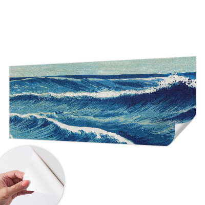 Baby room wall mural with a sea waves motif