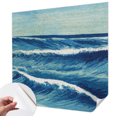 Baby room wall mural with a sea waves motif
