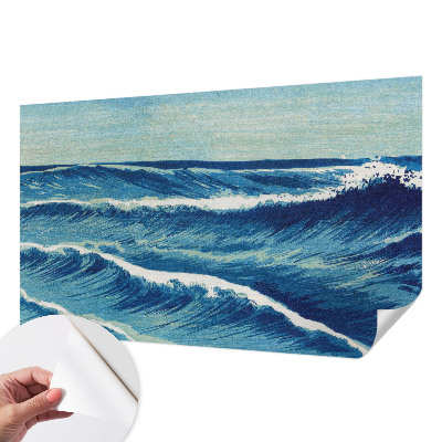 Baby room wall mural with a sea waves motif