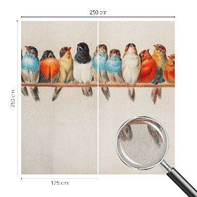 Peel and stick wallpaper mural with a birds-on-a-branch design