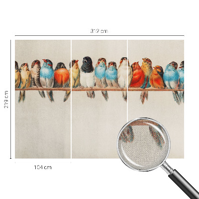 Peel and stick wallpaper mural with a birds-on-a-branch design
