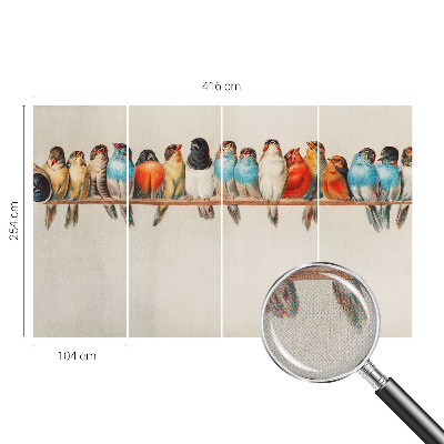 Peel and stick wallpaper mural with a birds-on-a-branch design