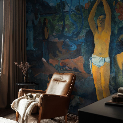 Self-adhesive wall mural with a tropical harmony design